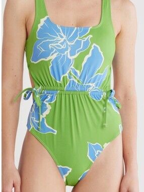 Anthropologie Hutch Mendes Green And Blue Floral One Piece Swimsuit